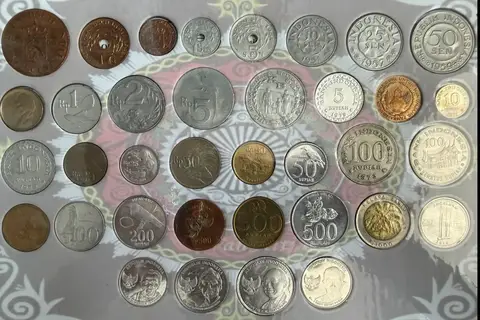 Set Koleksi Uang Koin Kuno Nusantara (Era Kolonial Hindia Belanda hingga 2016) - uang kuno Indonesia era Orde Lama - Reformasi kondisi Mixed Grade (Fine to UNC)