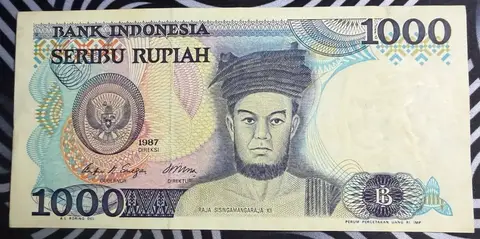 Uang Kertas Rp 1.000 Sisingamangaraja XII (1987) - Kondisi UNC - uang kuno Indonesia era Orde Baru kondisi UNC